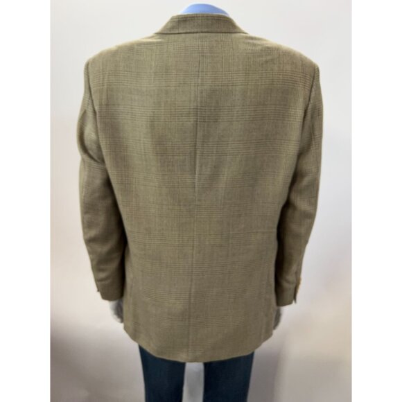 Oscar De La Renta Mens Vintage Beige Houndstooth Blazer 40R Two-Button Wool Blen - Picture 4 of 16